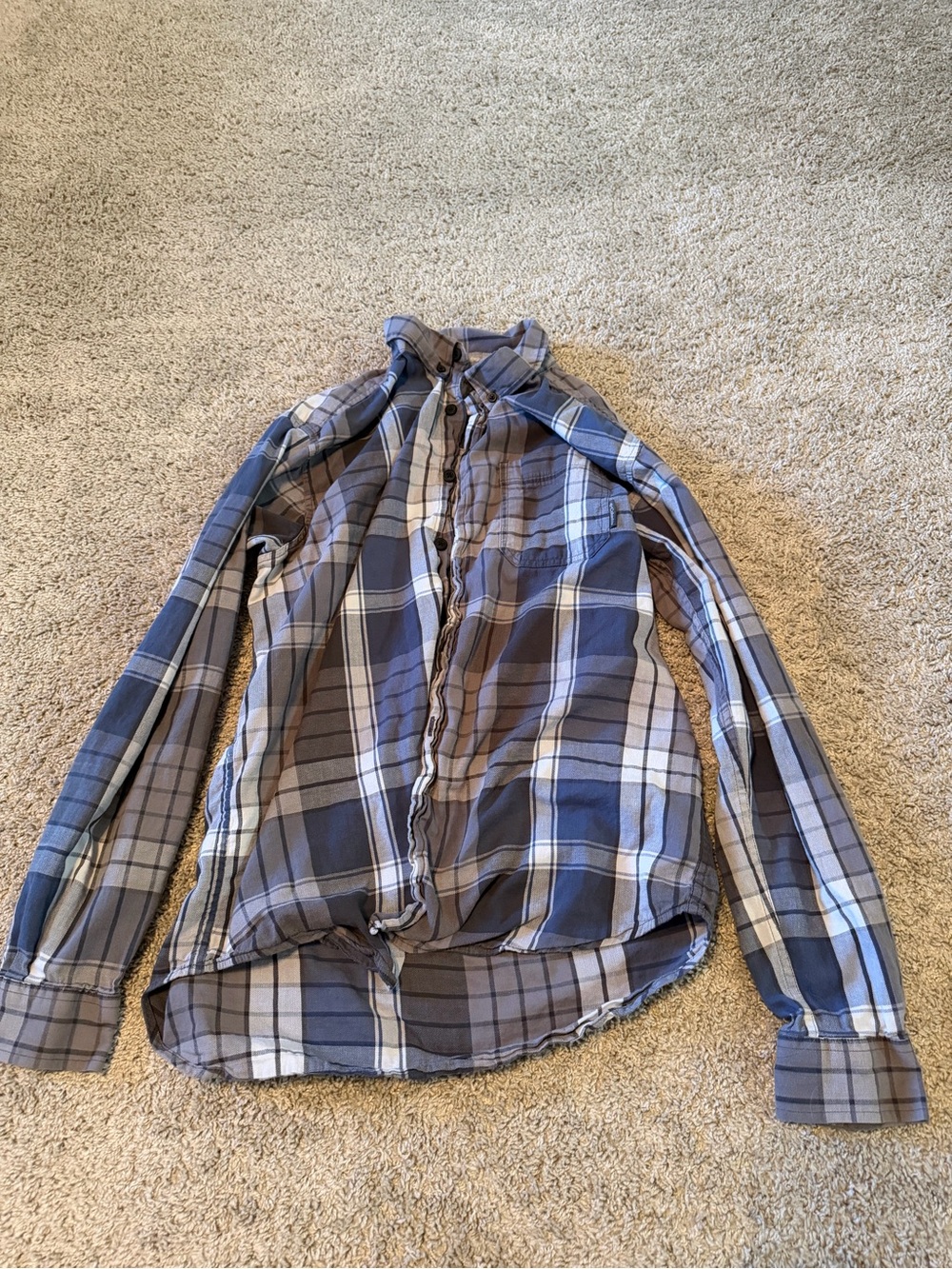 Columbia Blue and White Plaid Button-Down Shirt